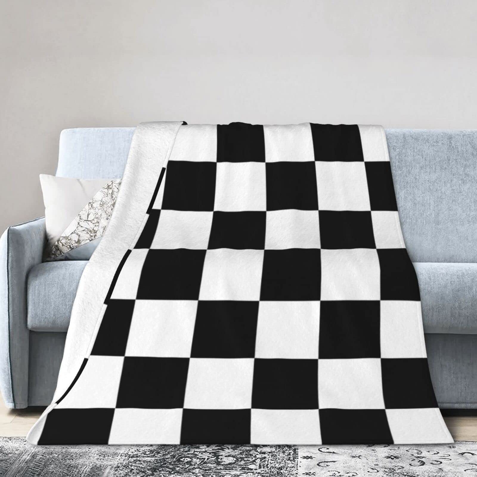 Amazon｜白黒チェッカーフラッグ 毛布 フランネル ブランケット